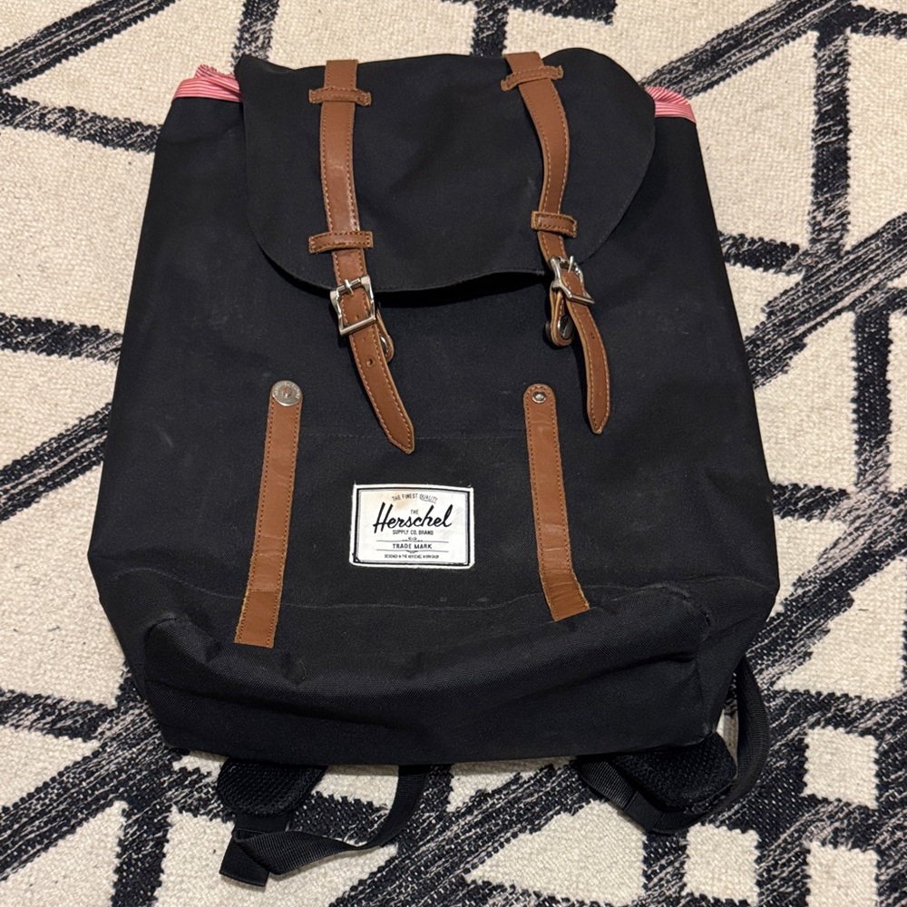 Herschel Supply Company Black Backpack with Tan Straps